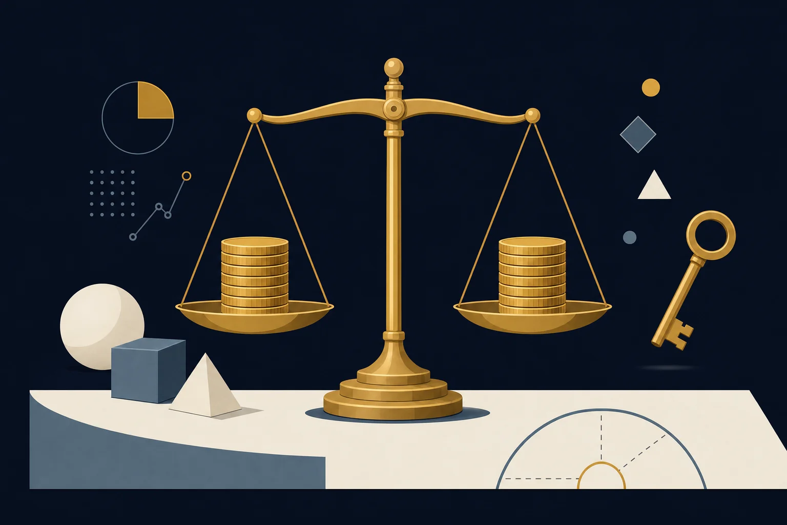 Illustration of a balance scale weighing the odds of password recovery